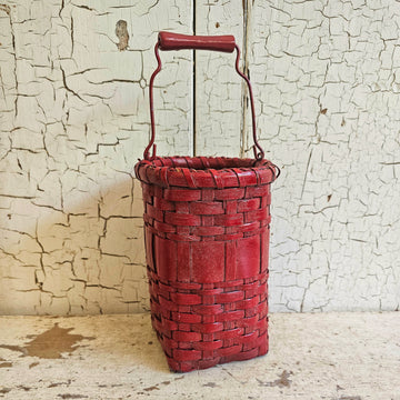 Vintage Red Painted Woven  Basket
