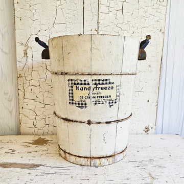 Vintage Chippy White Wood Handy Freeze Ice Cream Bucket