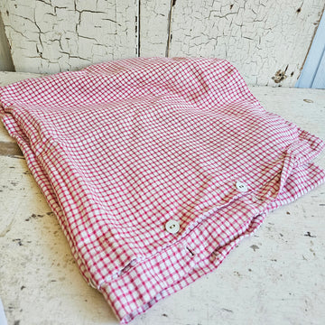Vintage French Red Check Homespun Pillow Cover