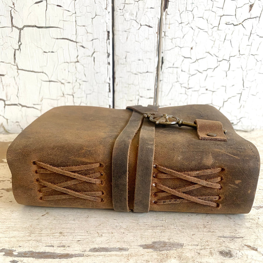 Leather Wrapped Journal with Handmade Paper