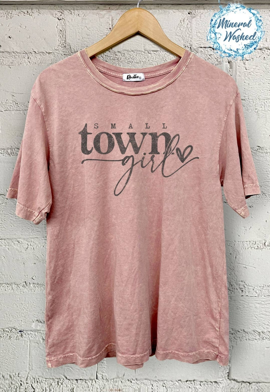 Cotton Mineral Washed Small Town Girl Tee -Dusty Pink