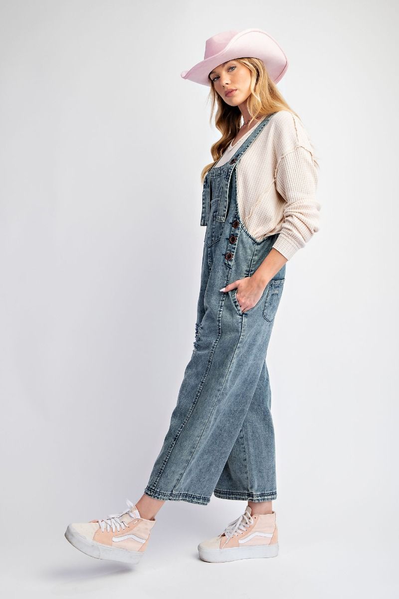 Distressed Loose Fit Washed Denim Overalls – Olde Tyme Marketplace