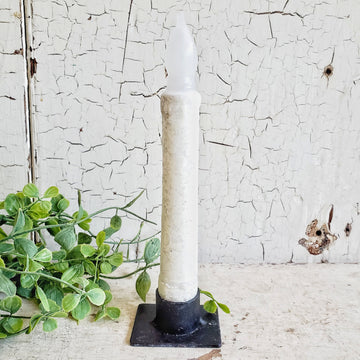 6 Inch Tall Battery Operated Farmhouse White Marble Timer Taper
