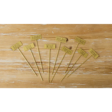 Set of 9 Gold Herb Stakes