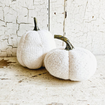 2 piece White Knit Pumpkin Set