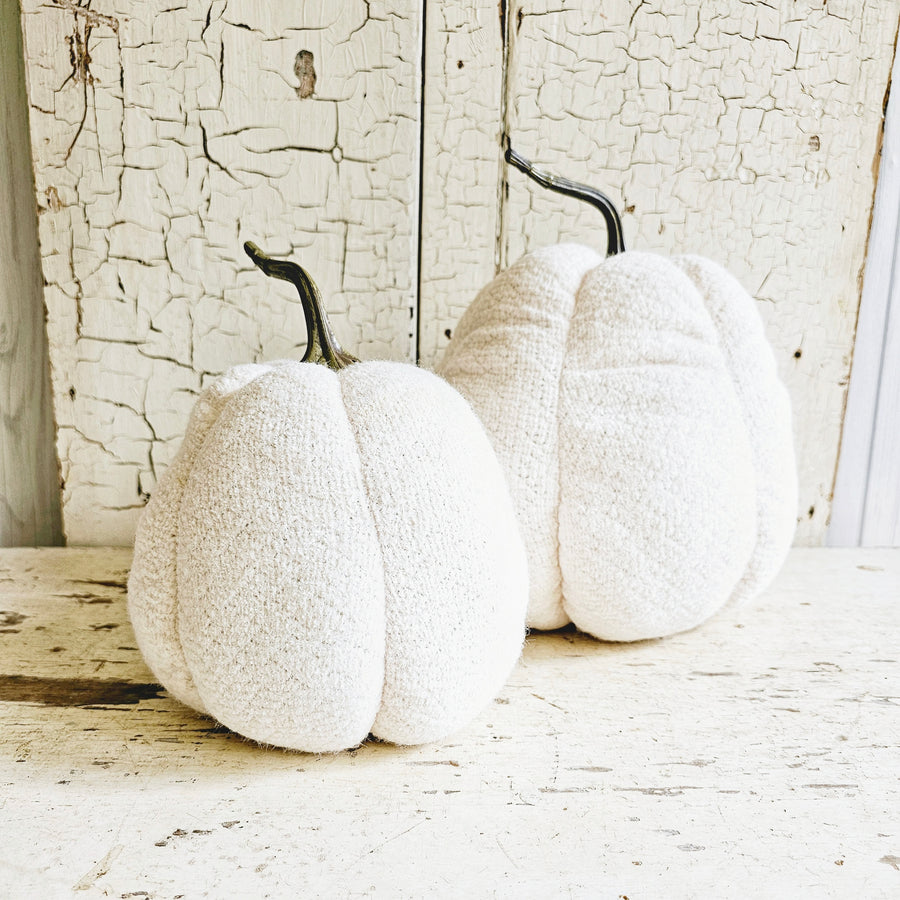 2 piece Large White Knit Pumpkin Set