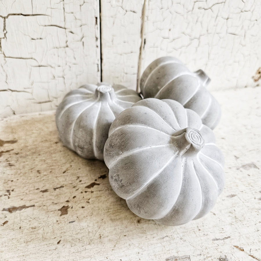 Small Concrete Pumpkin Set of 3