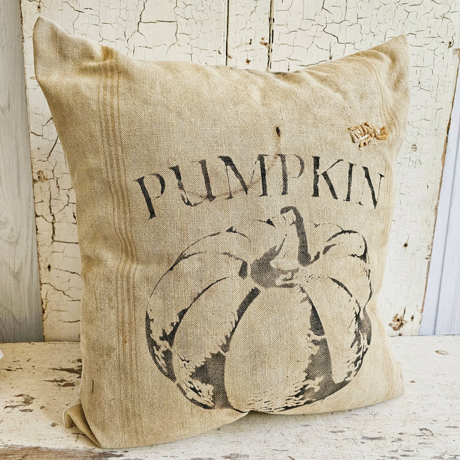 Handmade Grainsack Pillow ....PUMPKIN
