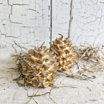 Pair of Vintage Gold Pinecone Candles