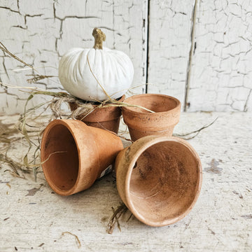 Set of 4 Old Terra Cotta Flower Pots