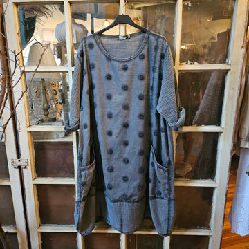 Washed Cotton and Gauze Tunic -Charcoal Gray