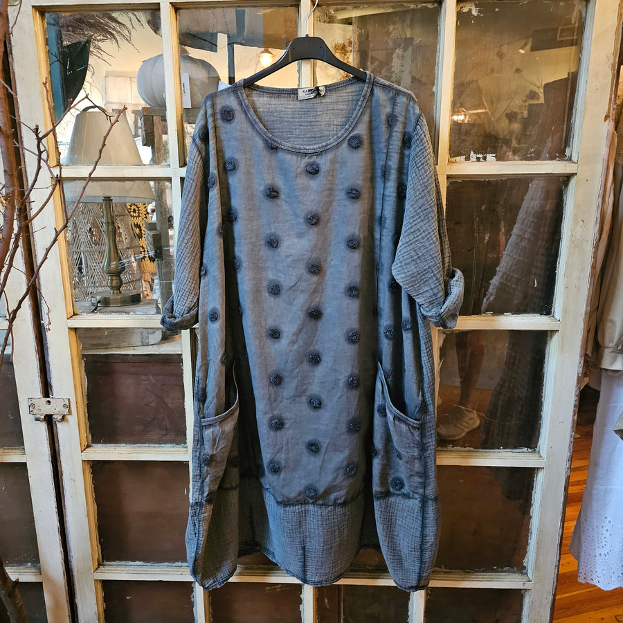 Washed Cotton and Gauze Tunic -Charcoal Gray