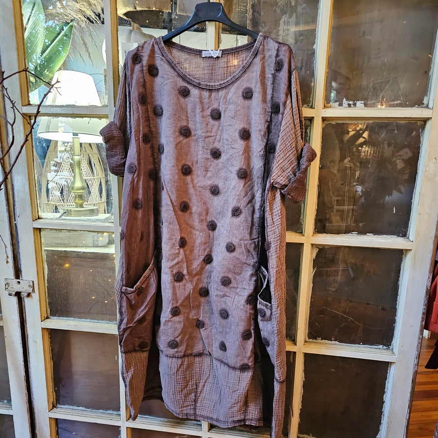 Washed Cotton and Gauze Tunic -Cocoa