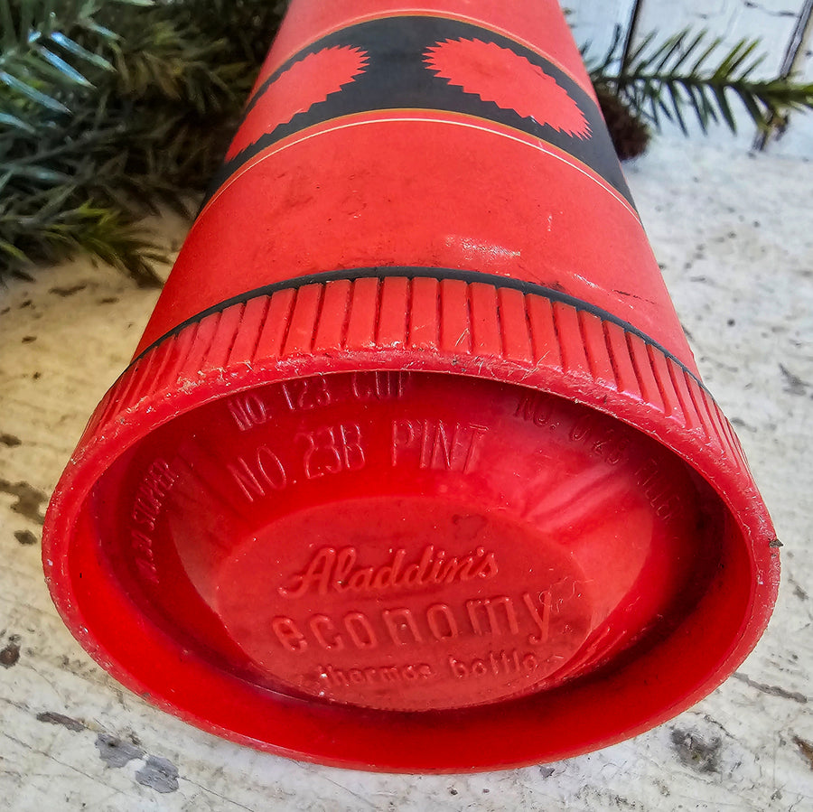 Vintage Aladdin Red and Black Thermos