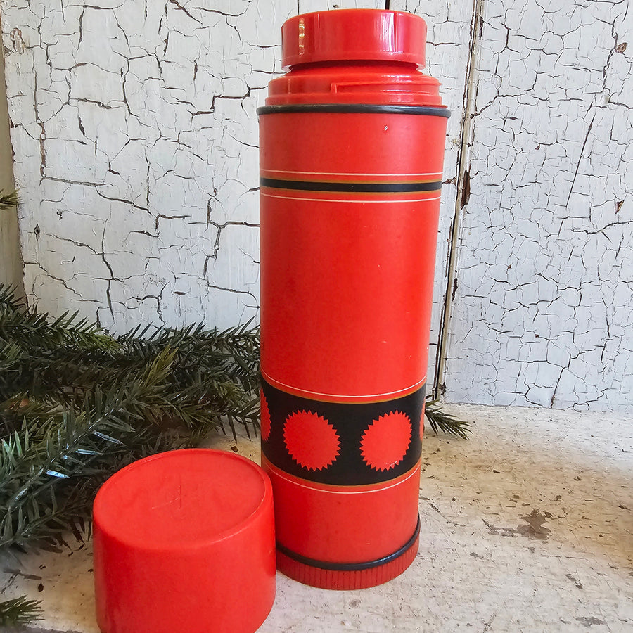 Vintage Aladdin Red and Black Thermos