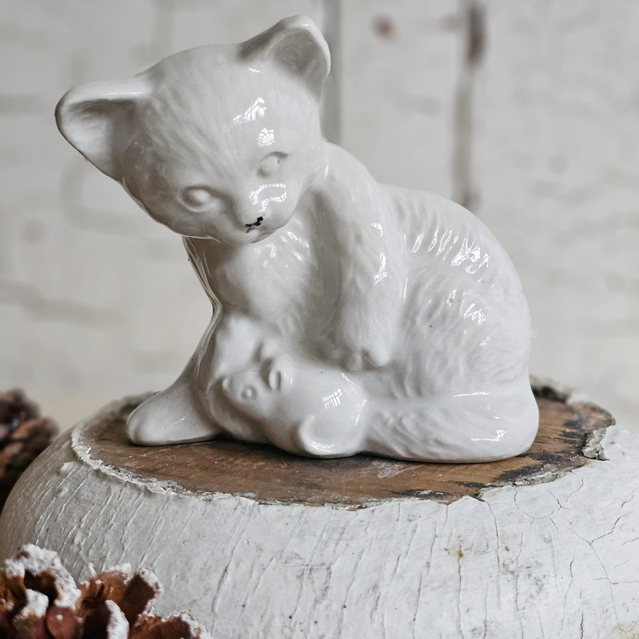 Vintage Ceramic Cat and Mouse Figurine