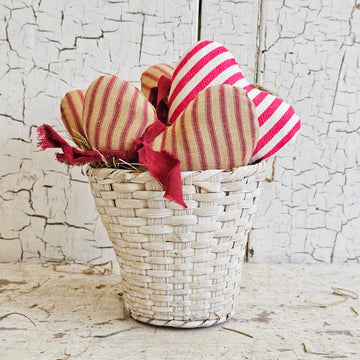 Vintage Chippy Basket of Handmade Hearts