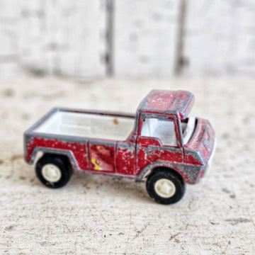 Small Vintage Chippy Red Metal Tootsie Toy Pick Up Truck