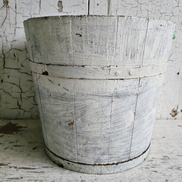 Antique Chippy White Wood Bucket