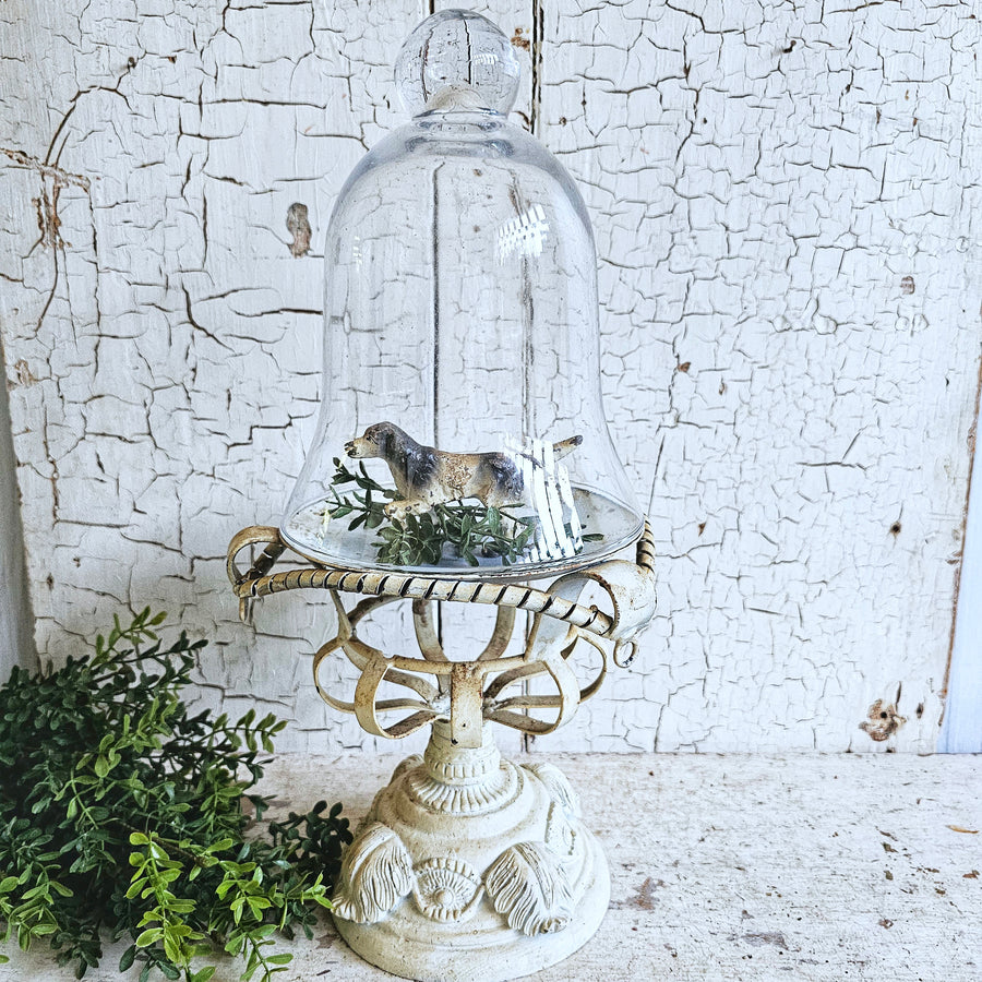 Glass Cloche and Vintage Architectural Base Set