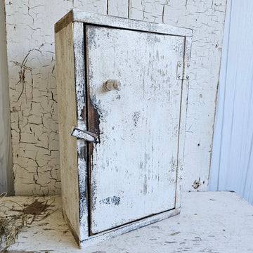 Vintage Chippy White Wood Cabinet