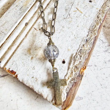 Cross and Crystal Necklace