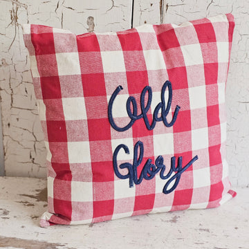 Red and White Gingham Old Glory Pillow