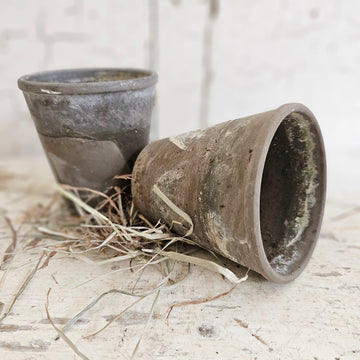 Pair of Vintage French Gray Flower Pots