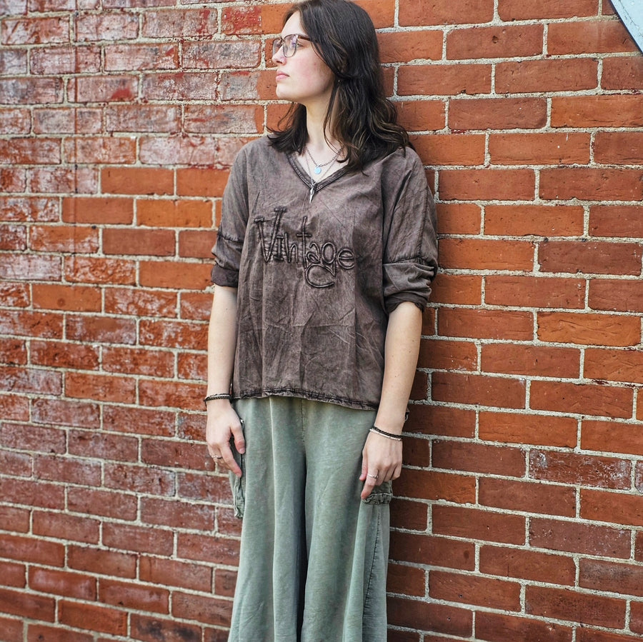 Washed Cotton VINTAGE top -Cocoa