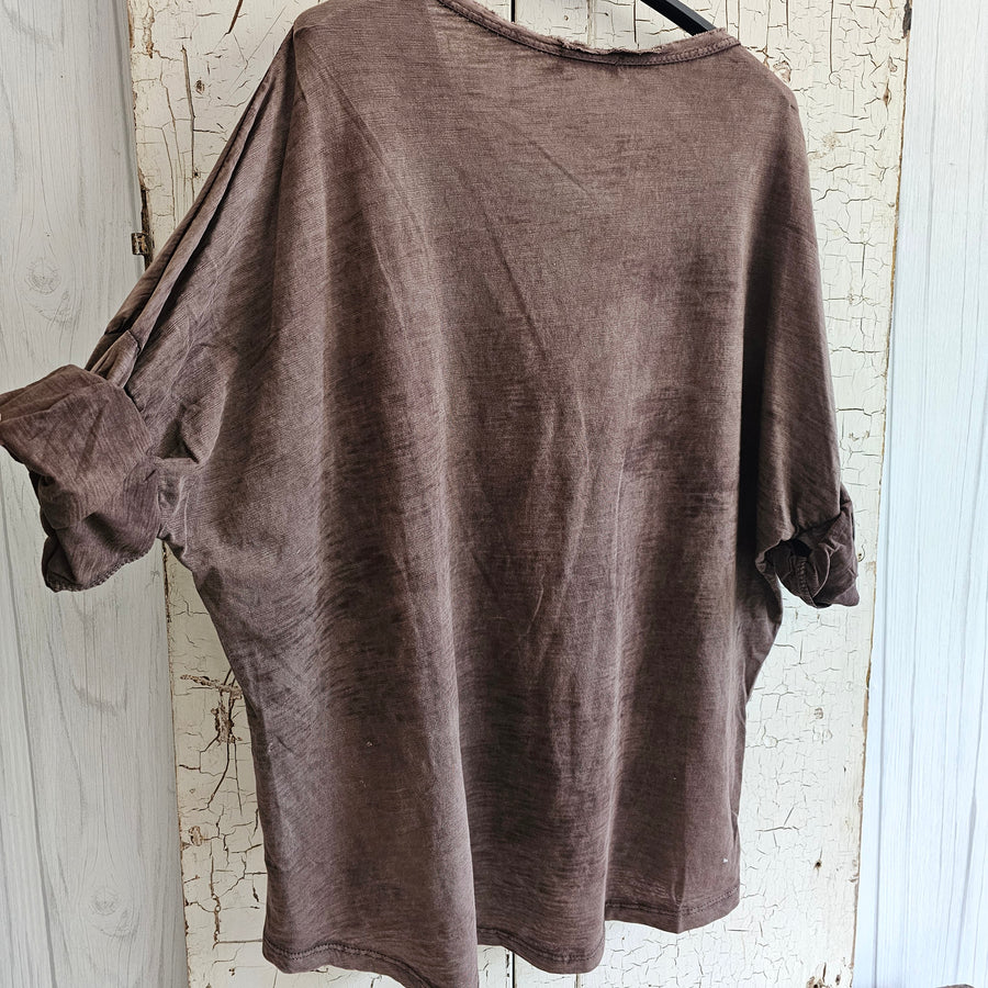 Washed Cotton VINTAGE top -Cocoa