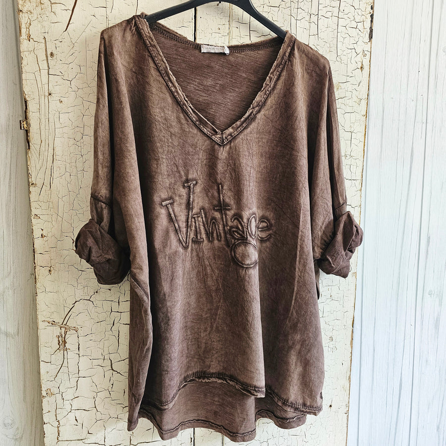 Washed Cotton VINTAGE top -Cocoa
