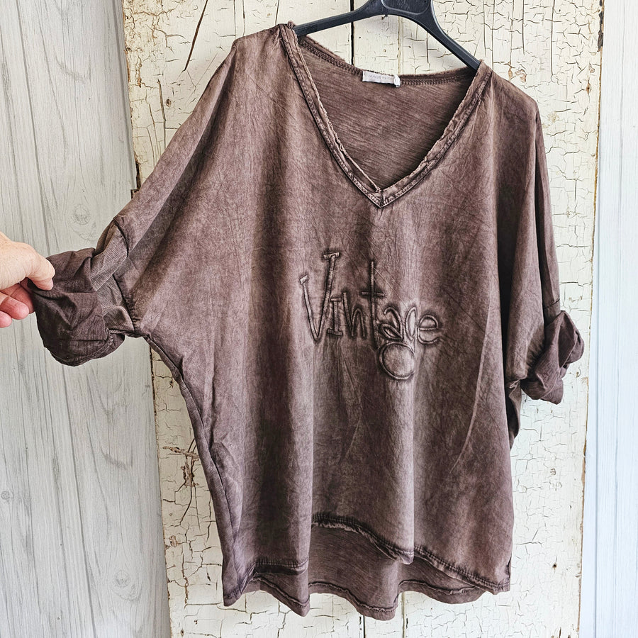 Washed Cotton VINTAGE top -Cocoa