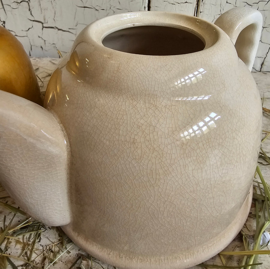 Vintage Ironstone Tea Pot with Copper Cozy
