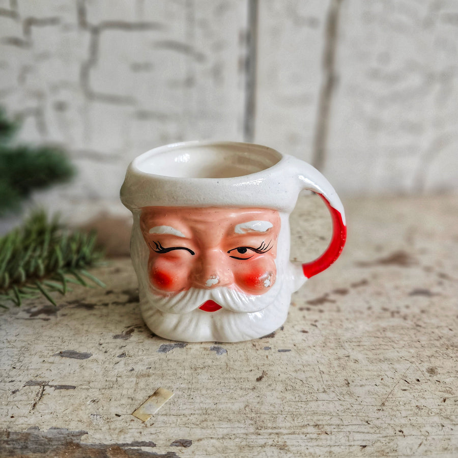 Vintage Winking Santa Mug