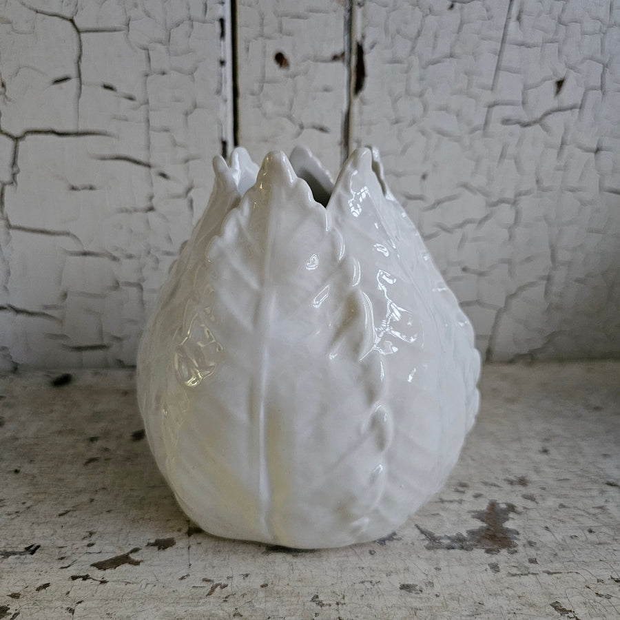 Sm. White Cabbage Leaf Vase