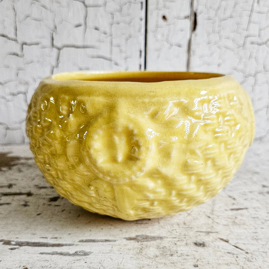 Vintage Yellow McCoy Basketweave Planter