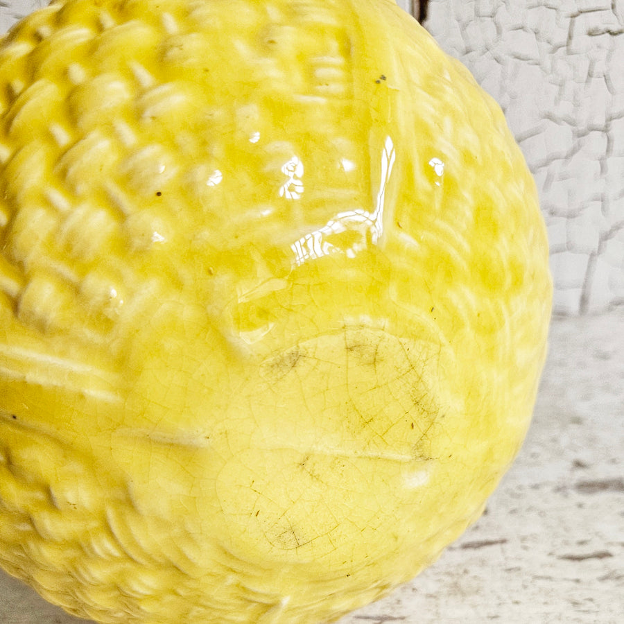 Vintage Yellow McCoy Basketweave Planter