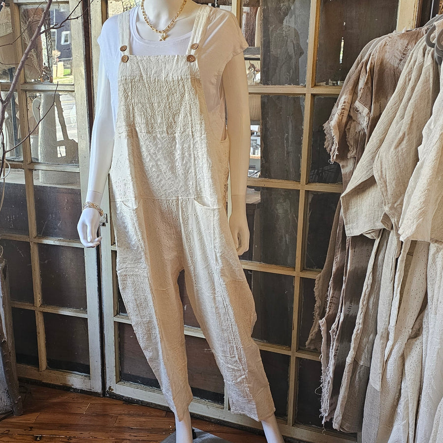 Loose Fit Eyelet Overalls LG / XL