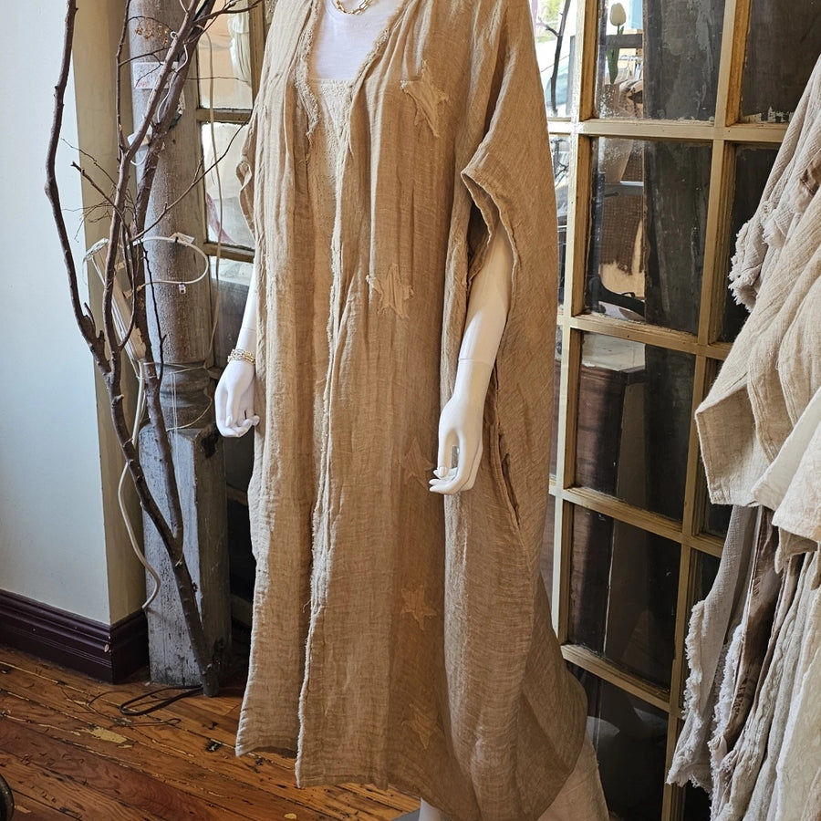 Linen Star and PEACE Long Jacket / Duster ONE SIZE