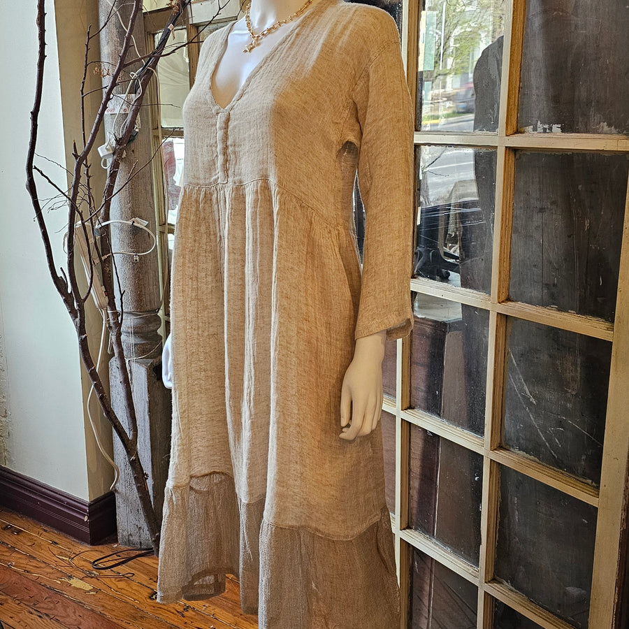 Natural Linen Dress SM/MD Olde Tyme Marketplace Natural Linen Dress SM/MD Olde Tyme Marketplace