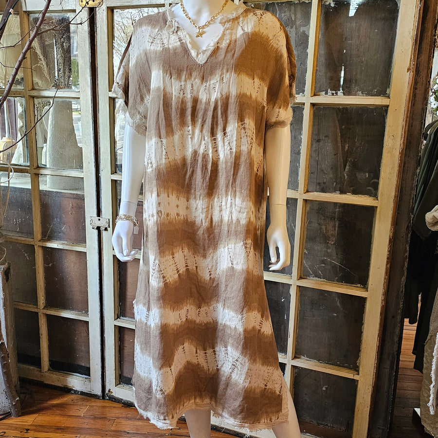 Linen Tie Dye Long Dress ONE SIZE