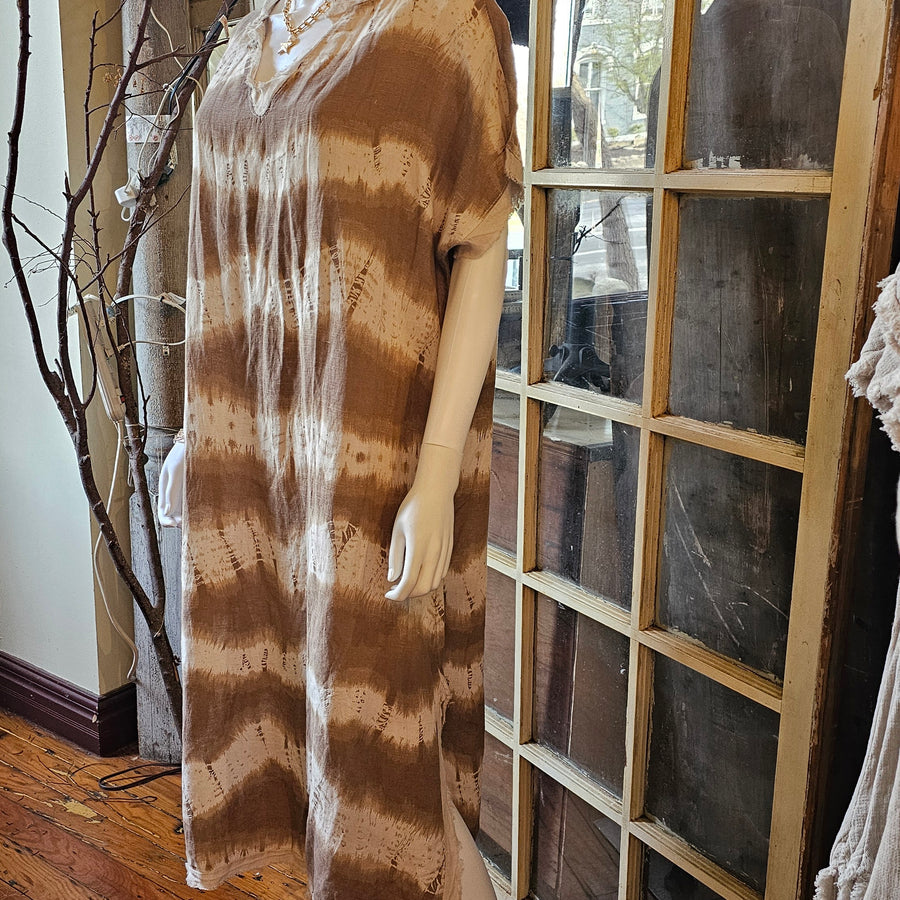 Linen Tie Dye Long Dress ONE SIZE