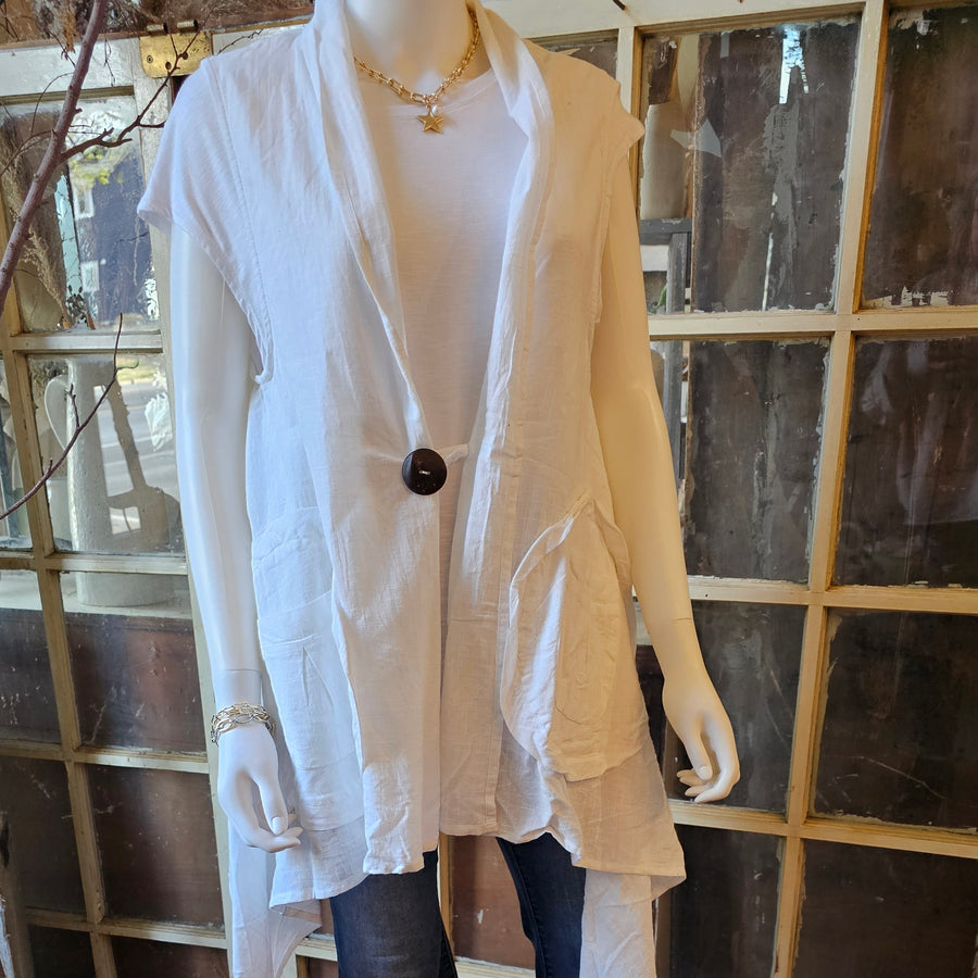 Linen White Vest ONE SIZE