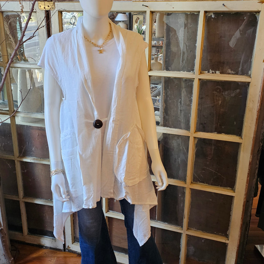 Linen White Vest ONE SIZE