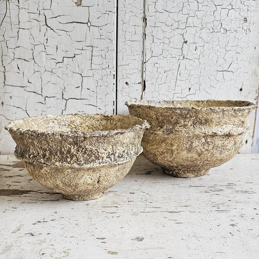 Large Vintage Handmade  Paper Mache Bowl
