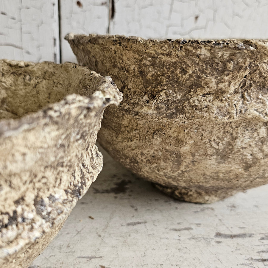 Large Vintage Handmade  Paper Mache Bowl