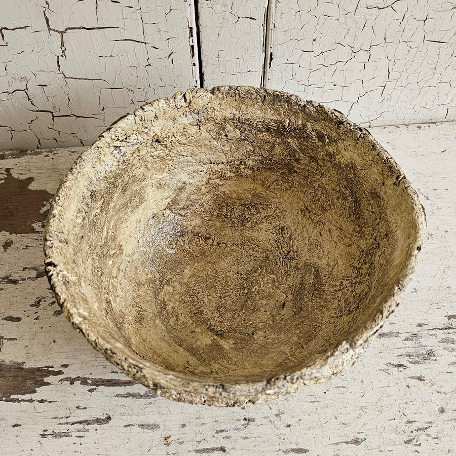 Large Vintage Handmade  Paper Mache Bowl