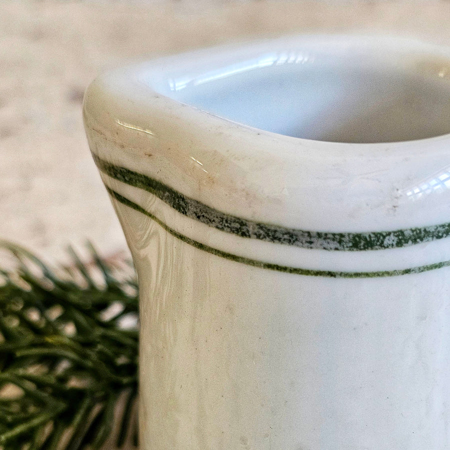 Vintage Ironstone Creamer with Green Stripe