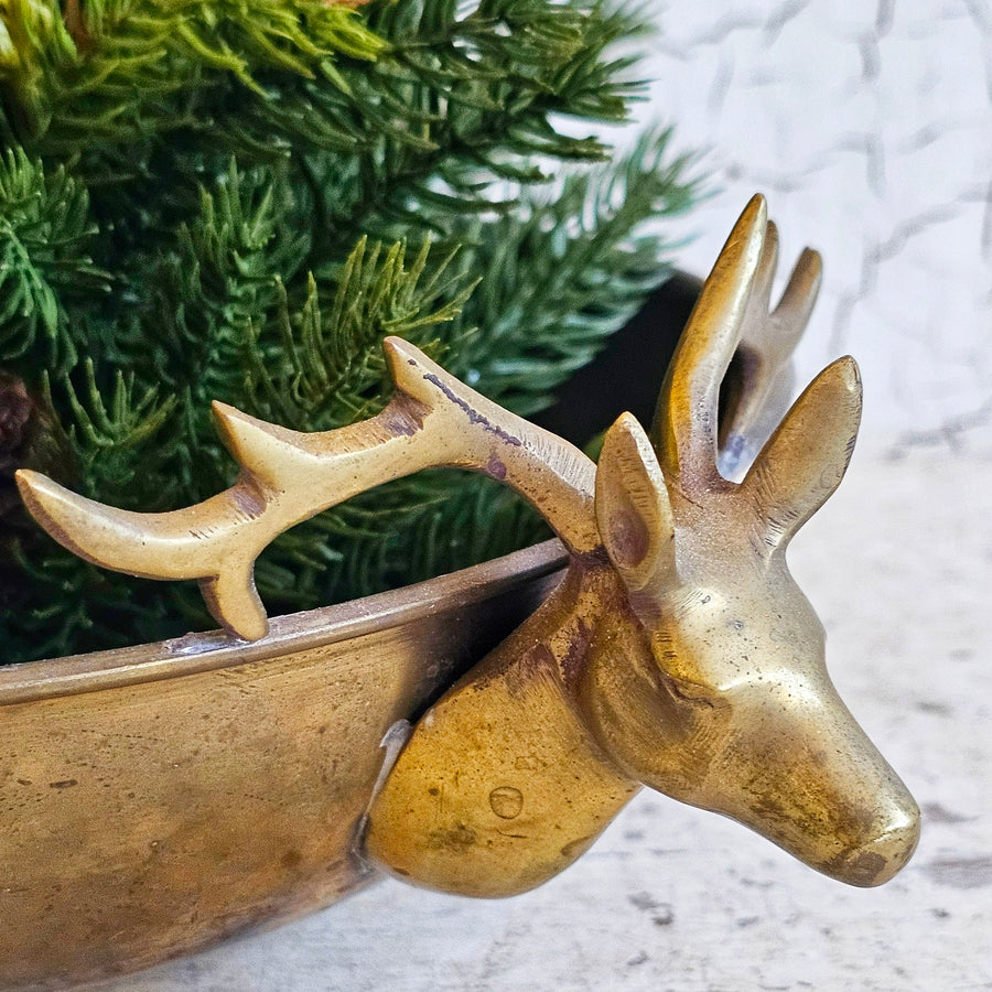 Vintage Brass Deer Bowl