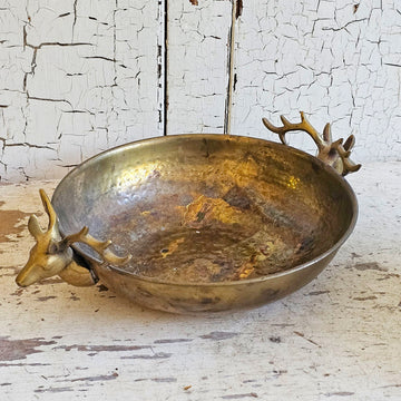 Vintage Brass Deer Bowl